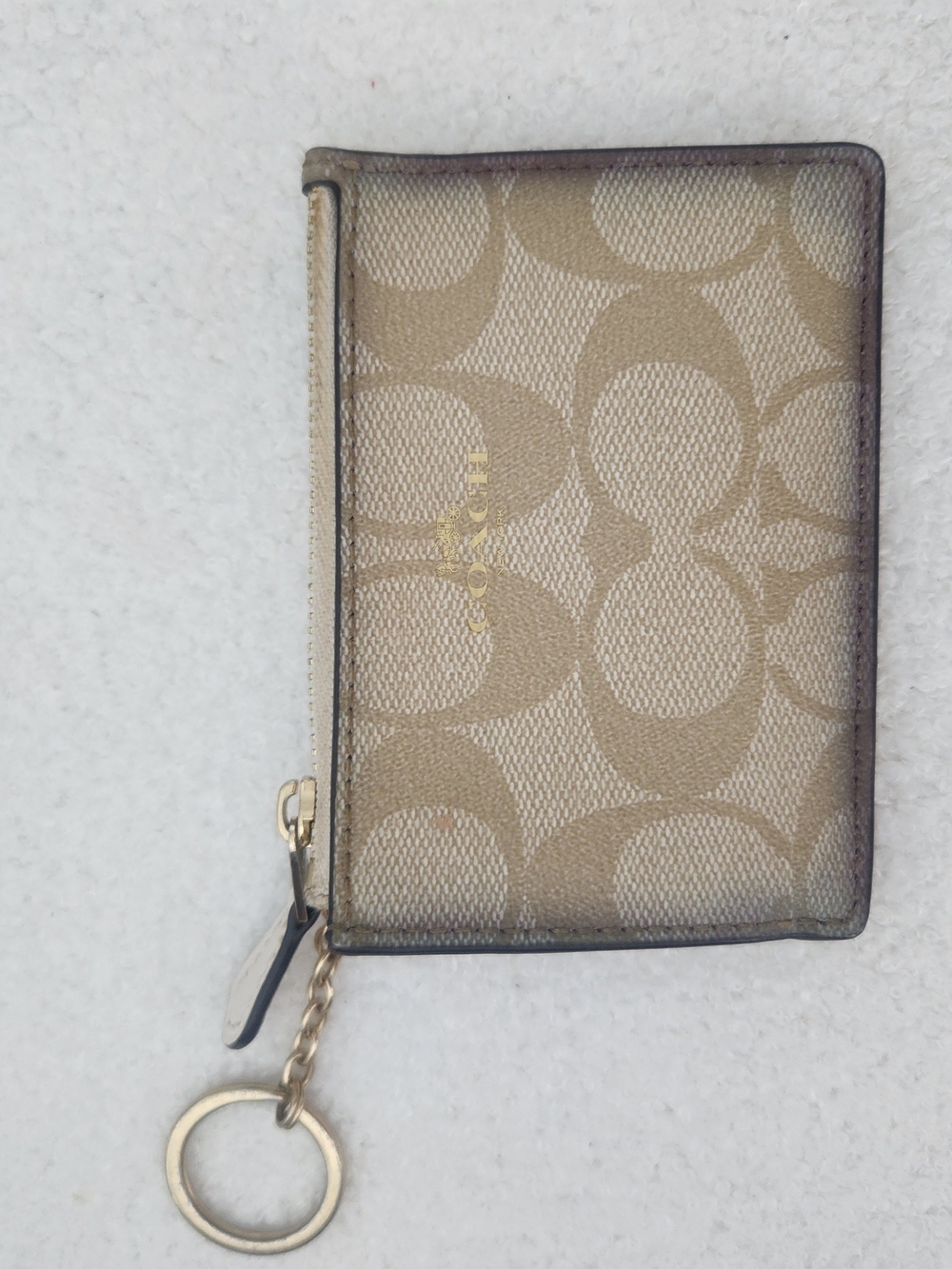 Coach Signature Canvas Key Pouch in Tan